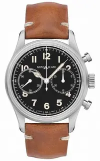 Montblanc 1858 Automatic Chronograph Stainless Steel / Black / Calf
