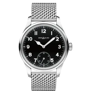 Montblanc 1858 Manual Small Second Stainless Steel / Black / Mesh