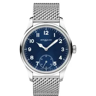 Montblanc 1858 Manual Small Second Stainless Steel / Blue / Mesh