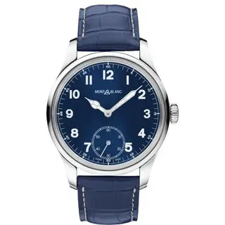 Montblanc 1858 Manual Small Second Stainless Steel / Blue