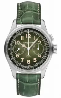 Montblanc 1858 Monopusher Chronograph 40 Stainless Steel / Green / Alligator