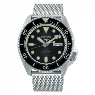 Seiko 5 Sports Suits Style Stainless Steel / Black / Mesh