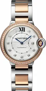 Cartier Ballon Blue de Cartier 36 Automatic Stainless Steel / Pink Gold / Diamonds / Bracelet
