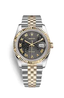 Rolex Datejust 36 Rolesor Yellow Fluted / Jubilee / Black Computer Roman