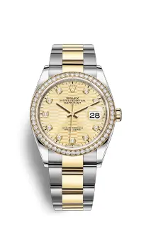 Rolex Datejust 36 Stainless Steel – Yellow Gold – Diamond / Champagne – Fluted – Diamond / Oyster
