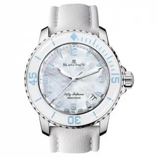 Blancpain Fifty Fathoms Automatique Stainless Steel / White Mother Of Pearl / White Canvas