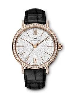 IWC Portofino 34 Rose Gold / Diamond / Silver-Embossed / Santoni