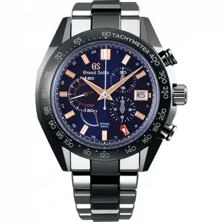 Grand Seiko Spring Drive Chronograph Titanium / Ceramic / Blue / Bracelet / Black Ceramics Collection