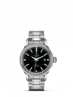 Tudor Style 28 Stainless Steel / Black-Diamond / Bracelet