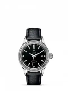 Tudor Style 28 Stainless Steel / Black-Diamond / Strap