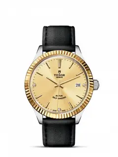 Tudor Style 38 Stainless Steel / Yellow Gold / Fluted / Champagne-Diamond / Strap