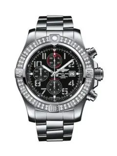 Breitling Super Avenger II Stainless Steel / Diamond / Volcano Black / Bracelet
